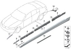 Накладка порог / арка колеса для BMW G11 740dX B57 (схема запасных частей)