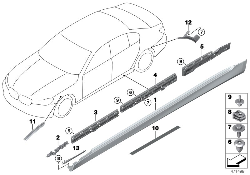 Накладка порог / арка колеса для BMW G11 730i B48 (схема запчастей)