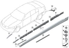 Накладка M порог / арка колеса для BMW G11 730i B48 (схема запасных частей)