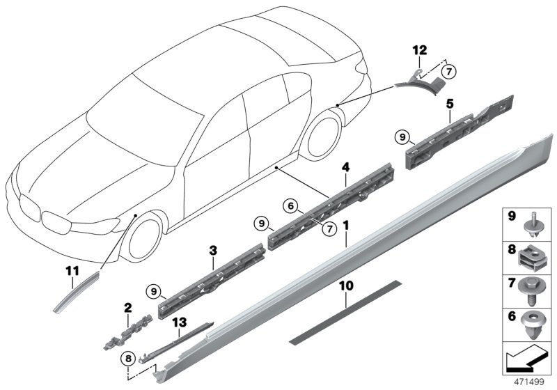 Накладка M порог / арка колеса для BMW G12 730LdX B57 (схема запчастей)