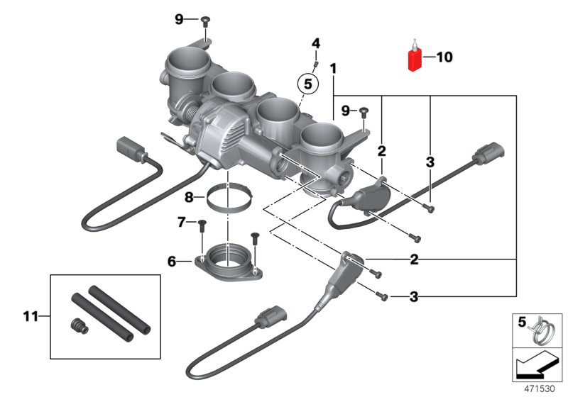 Корпус дроссельной заслонки для BMW K46 S 1000 RR 10 (0507,0517) 0 (схема запчастей)