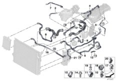 Шланги системы охлаждения для BMW F33 440i B58 (схема запасных частей)