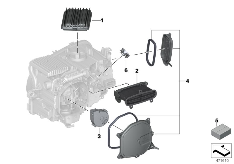 Детали светодиодной фары для BMW RR5 Wraith N74R (схема запчастей)