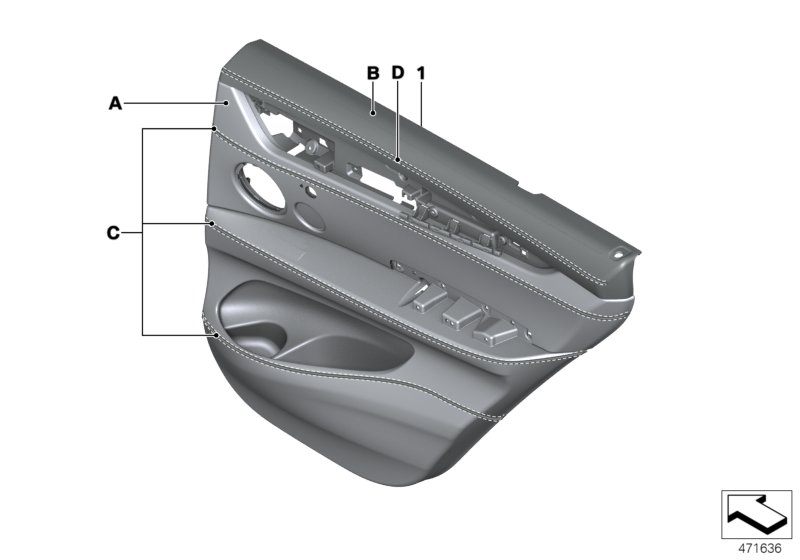 Обшивка двери Individual кожа Зд для BMW F85 X5 M S63R (схема запчастей)