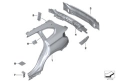 Крыло/облицовка задней части для BMW F48 X1 20i B48 (схема запасных частей)