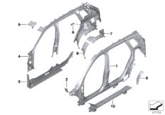 Детали бокового каркаса для BMW M13 Zinoro 60H/100H B38X (схема запасных частей)