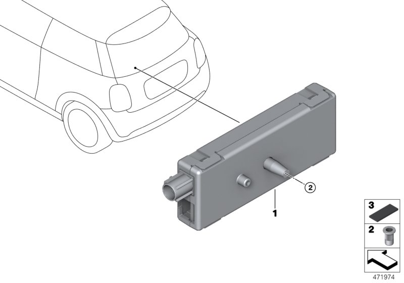 Детали антенного усилителя для BMW F57 Cooper B36C (схема запчастей)
