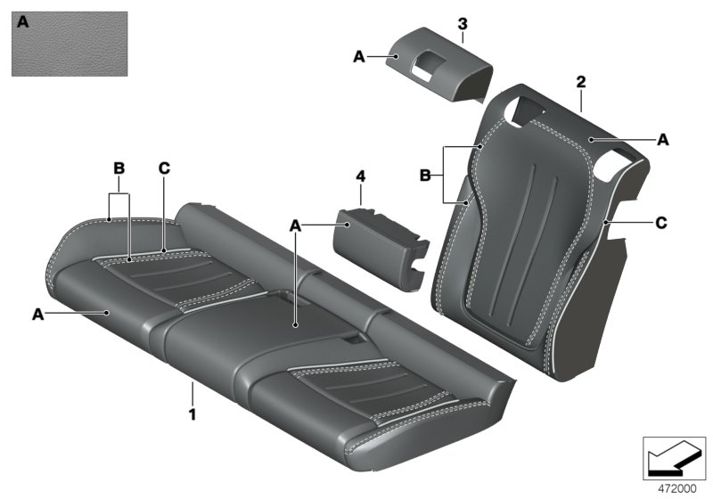 Инд.обивка сиденья пов.комфорт.кожа для BMW F16 X6 28iX N20 (схема запчастей)