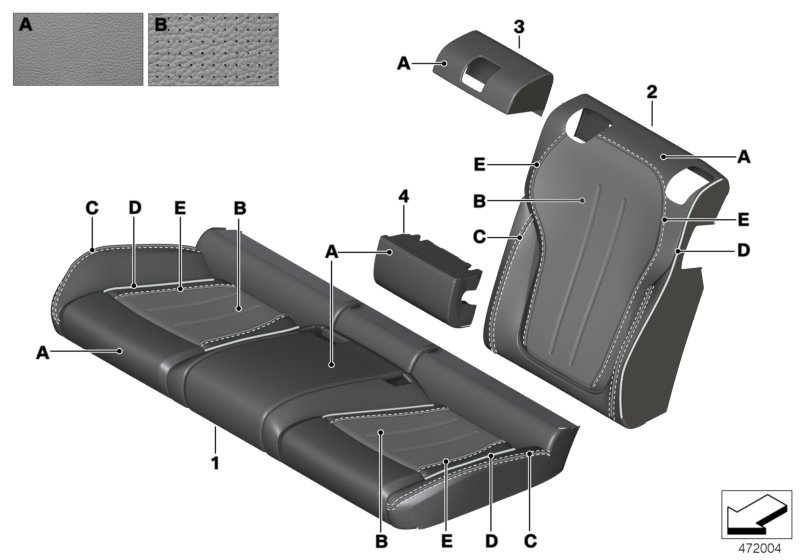 Инд.обивка сид.пов.комфорт.климат-кожа для BMW F16 X6 30dX N57N (схема запчастей)