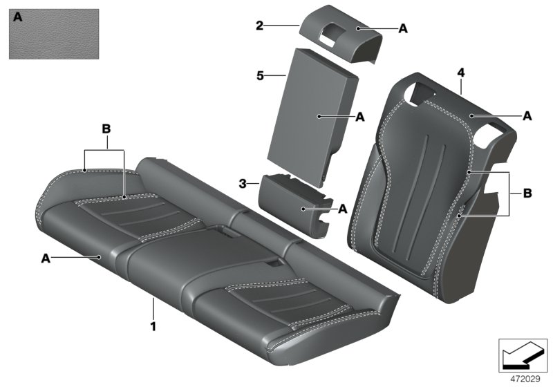 Инд.обивка сиденья пов.комфорт.кожа для BMW F86 X6 M S63R (схема запчастей)
