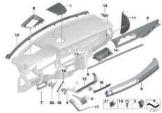 Доп.элементы панели приборов Вх для BMW F15 X5 25dX N47S1 (схема запасных частей)