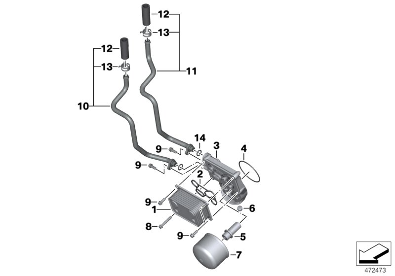Теплообменник/трубопроводы для BMW K71 F 800 GT (0B03, 0B13) 0 (схема запчастей)