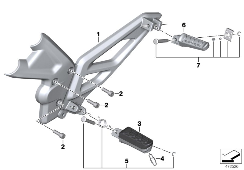 Система упоров для ног для BMW K03 G 310 R (0G01, 0G11) 0 (схема запчастей)