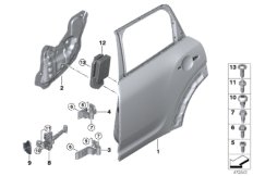 Задняя дверь - петля/ограничитель двери для MINI F60 Cooper SE ALL4 B38X (схема запасных частей)
