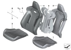Набивка и обивка спортивного пер.сиденья для BMW F82N M4 CS S55 (схема запасных частей)