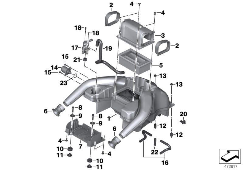 Система глушения шума всасывания для BMW K72 F 800 GS 08 (0219,0229) 0 (схема запчастей)