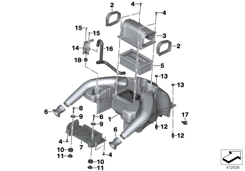 Система глушения шума всасывания для BMW K75 F 800 GS Adve. 16 (0B55, 0B65) 0 (схема запчастей)
