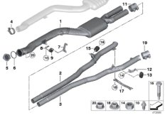 Средний глушитель для BMW F10N 535dX N57Z (схема запасных частей)