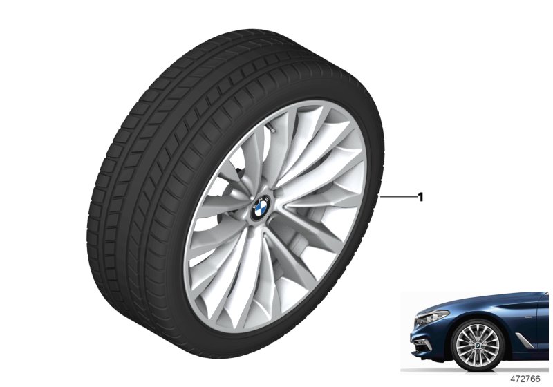 Spike/SC колесо в сб.зим. диз. 632-18" для BMW G31 520dX XD5 (схема запчастей)