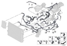 Шланги системы охлаждения для BMW F36N 440i B58 (схема запасных частей)