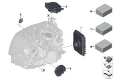 Детали светодиодной фары для BMW F34N 320d B47 (схема запасных частей)