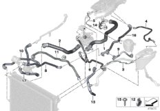 Шланги системы охлаждения для BMW G12 740LeX B48X (схема запасных частей)