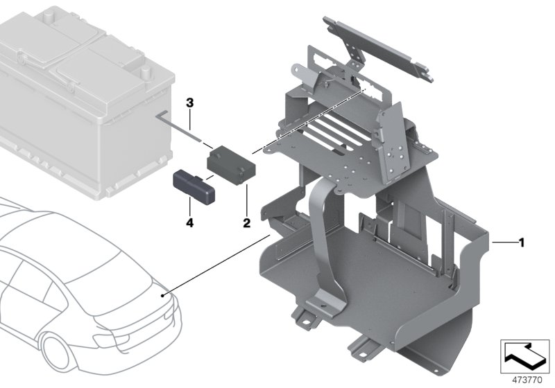Кронштейн аккумуляторной батареи для BMW F30 320i N20 (схема запчастей)