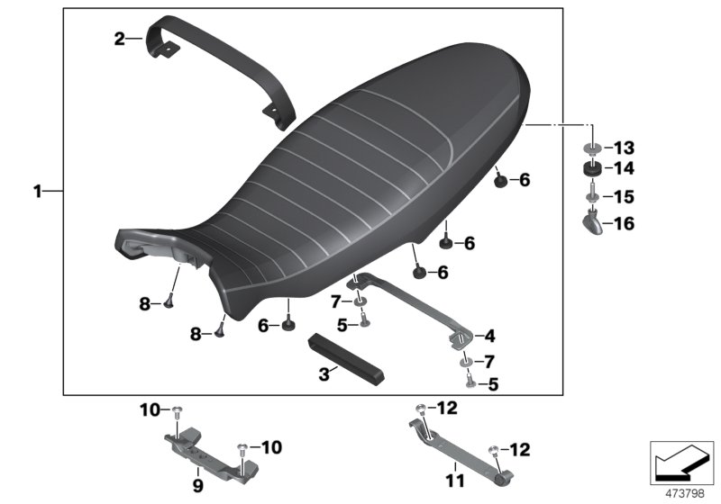 Сиденье для MOTO K23 R nineT Scrambler (0J31, 0J33) 0 (схема запчастей)