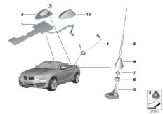 Детали антенны радиоприемника для BMW F23 220d B47 (схема запасных частей)