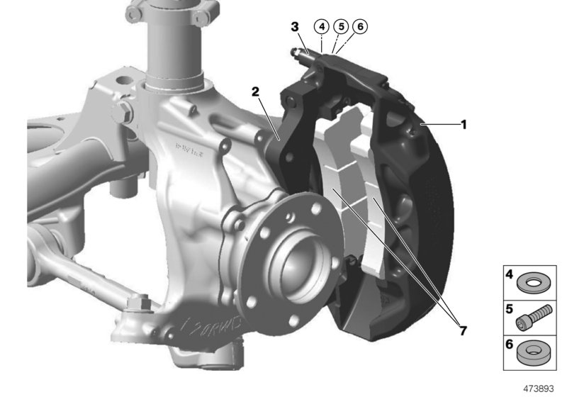 Торм.механизм переднего колеса AP-Racing для BMW MOSP M235i Racing N55 (схема запчастей)