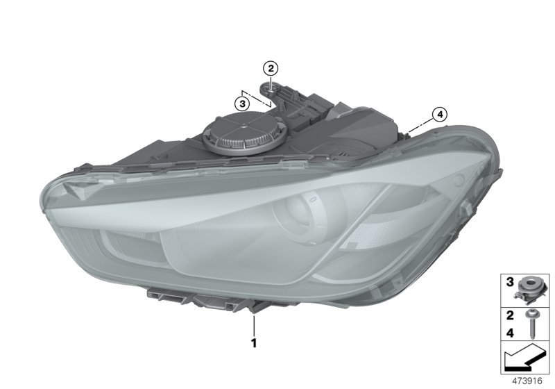 Фара для BMW M13 Zinoro 60H/100H B38X (схема запчастей)