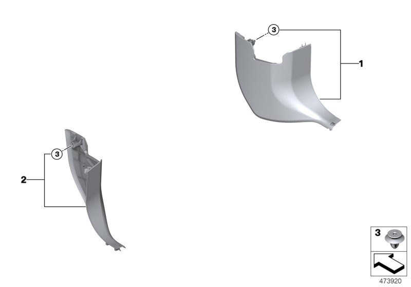 Боковая обшивка пространства для ног для BMW M13 Zinoro 60H/100H B38X (схема запчастей)
