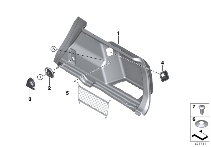 Обшивка багажного отделения П для BMW M13 Zinoro 60H/100H B38X (схема запчастей)