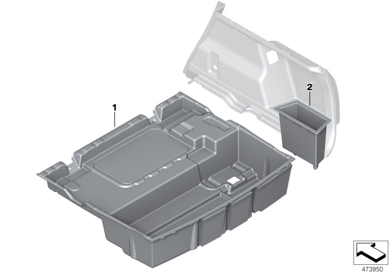 Вещевой отсек в полу багажного отделения для BMW M13 Zinoro 60H/100H B38X (схема запчастей)
