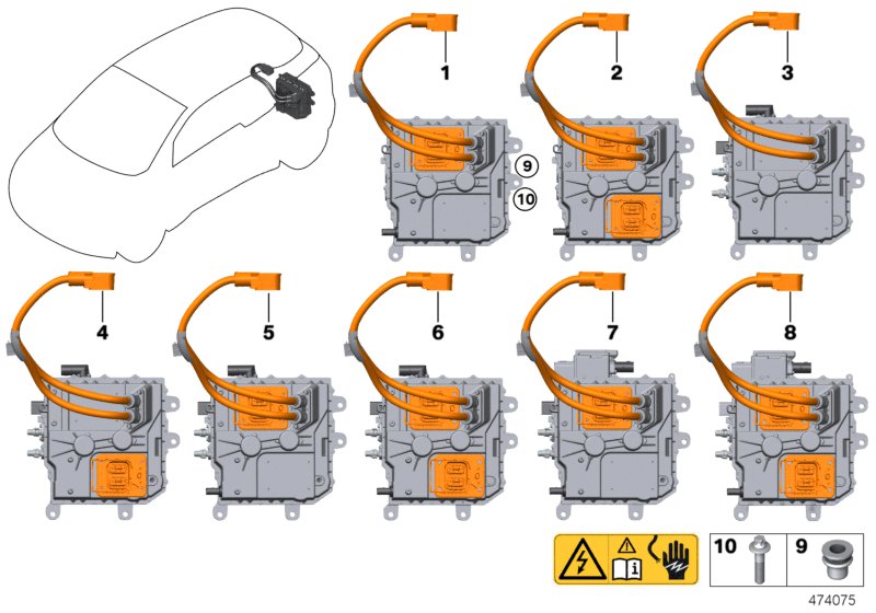 ЭБУ блока комфортной зарядки KLE для BMW I01 i3 94Ah IB1 (схема запчастей)