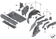 Брызговик Зд/детали днища для MINI F57 Cooper SD B47 (схема запасных частей)