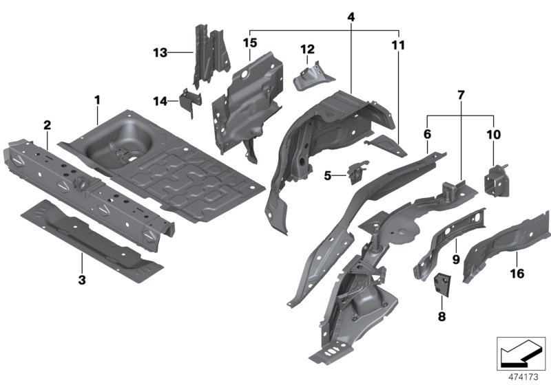 Брызговик Зд/детали днища для MINI F57 Cooper S B48C (схема запчастей)