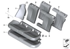 Набивка и обивка базового сиденья Зд для BMW F36N 420iX B48 (схема запасных частей)