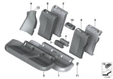 Набивка и обивка задн.сид.,люк в спинке для BMW F36 420dX N47N (схема запасных частей)
