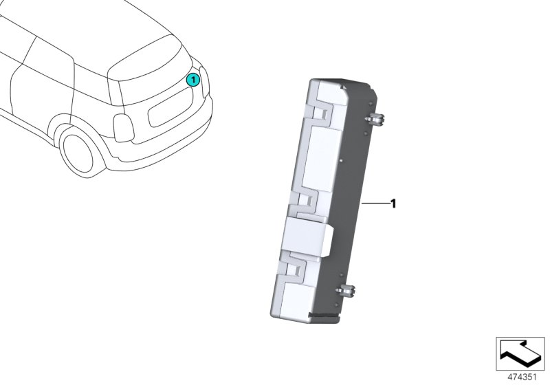 Блок упр.функц.модуля крышки багажника для BMW F60 Cooper SD ALL4 B47 (схема запчастей)