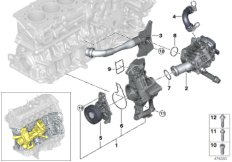 Охлажд.двигателя-терморег.система для BMW G01 X3 M40iX B58 (схема запасных частей)