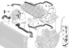 Шланги системы охлаждения для MINI F55 One First B38 (схема запасных частей)