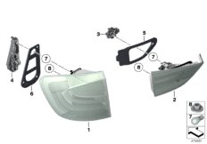 Блок задних фонарей для BMW E84 X1 16d N47N (схема запасных частей)