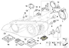 Детали фары для BMW E70N X5 30dX N57 (схема запасных частей)