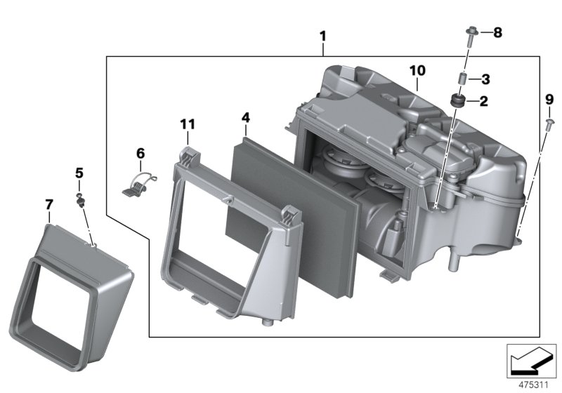 Система глушения шума всасывания для BMW K46 S 1000 RR 15 (0D10,0D21) 0 (схема запчастей)