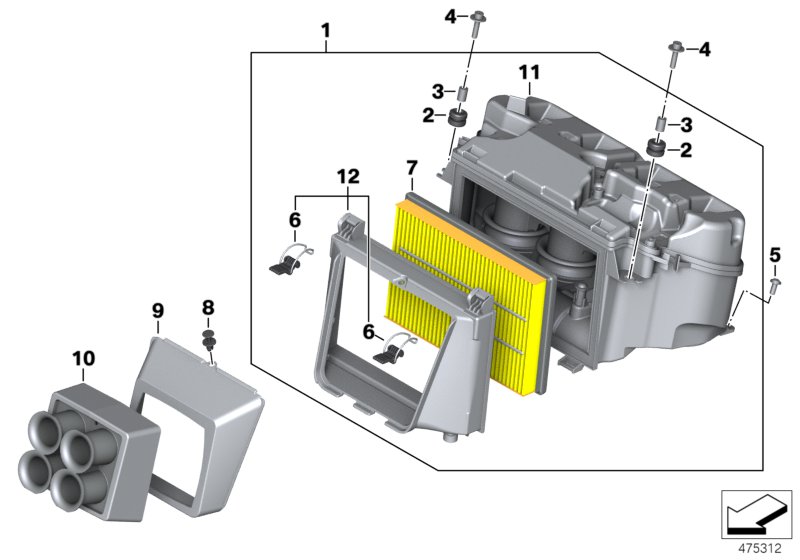 Система глушения шума всасывания для MOTO K49 S 1000 XR (0D03, 0D13) 0 (схема запчастей)