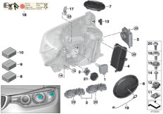 Детали ксеноновой фары для BMW F36 428i N20 (схема запасных частей)
