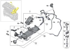 Система нейтрализации ОГ, охлаждение для BMW F11N 518d B47 (схема запасных частей)