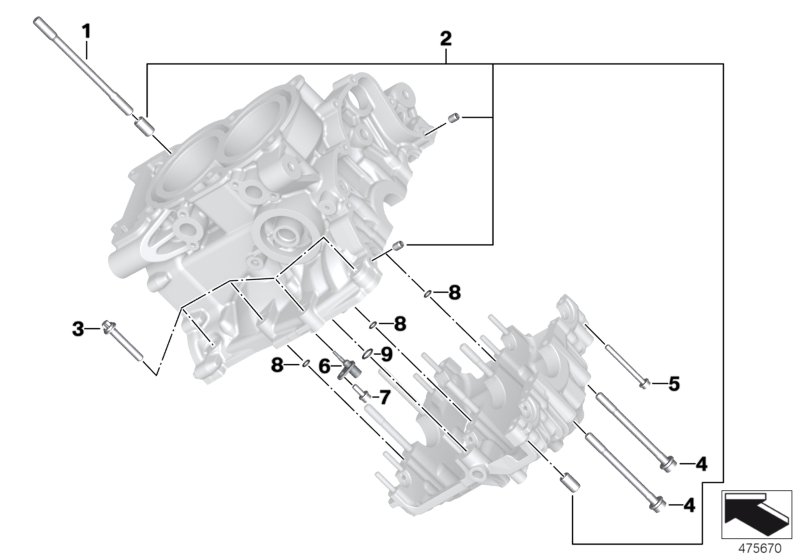 Картер двигателя дополнительные элементы для BMW K19 C 650 GT 16 (0C05, 0C15) 0 (схема запчастей)