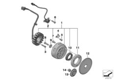 Механизм свободного хода генератора для MOTO C1N C1 200 (0192) 0 (схема запасных частей)